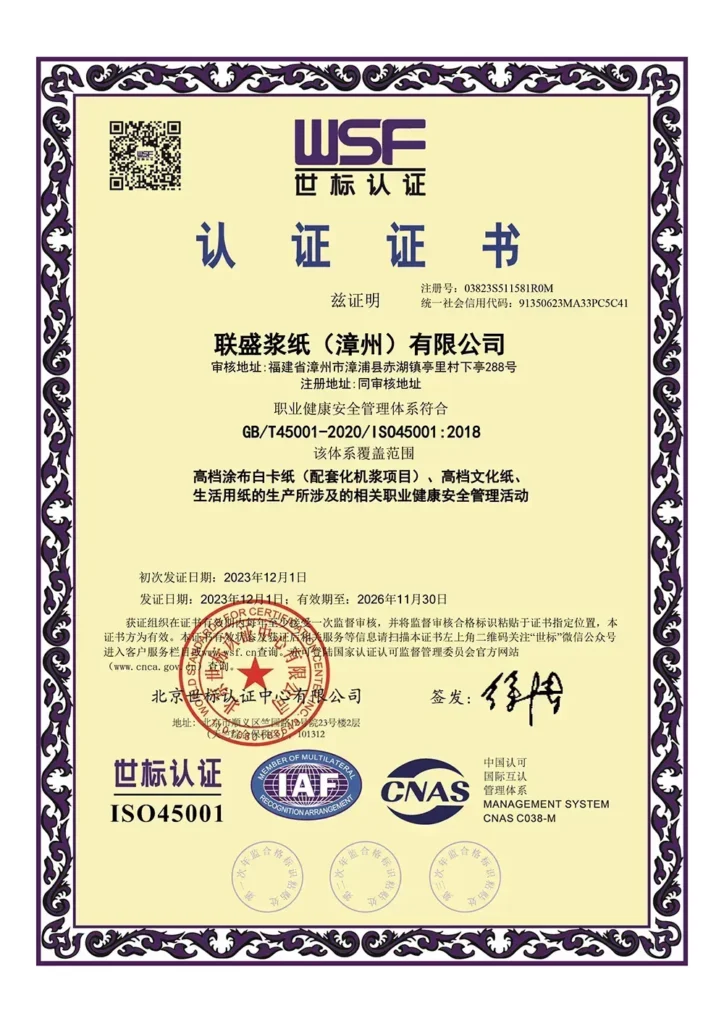 Certification 6 Occupational Health and Safety Management System Certificate