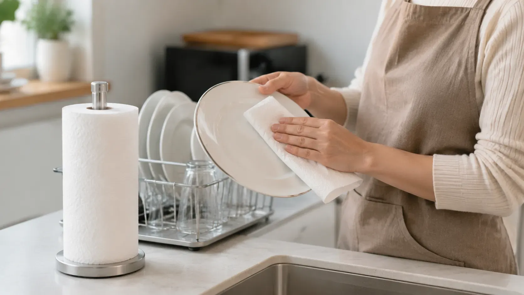 Kitchen Paper Towels Drying Dishes Kitchen Paper Towels Drying Dishes