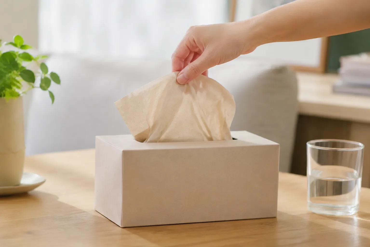 unbleached bamboo facial tissue